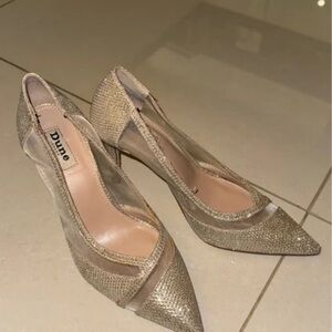 Dune Shimmering Gold Pointed Heels